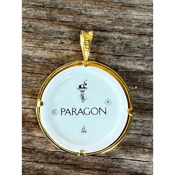 Vintage Paragon Porcelain Pendant White Background With Red And Blue Flowers - Picture 4 of 6